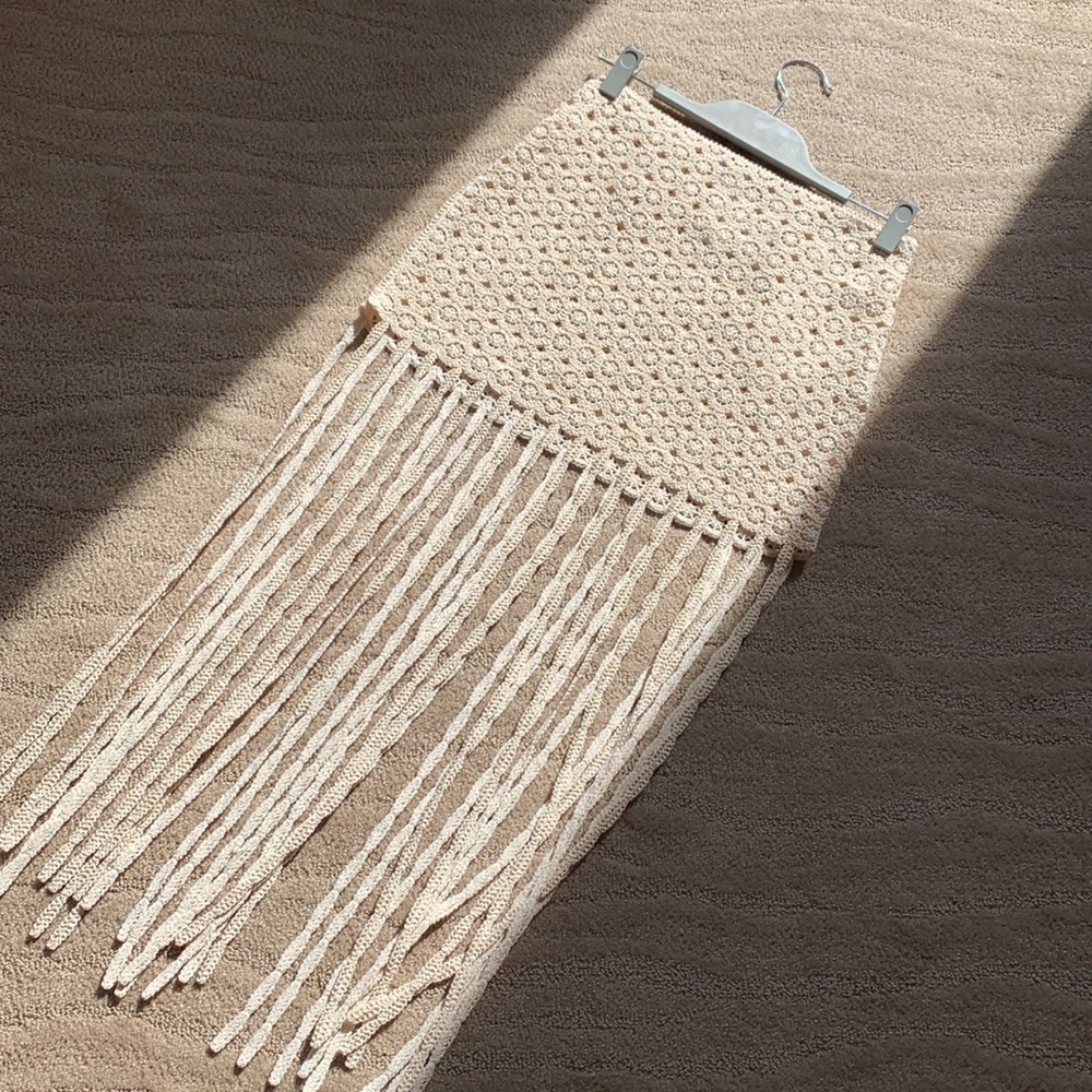 Zara Crochet Knit Fringed Mini Skirt - Picture 6 of 15